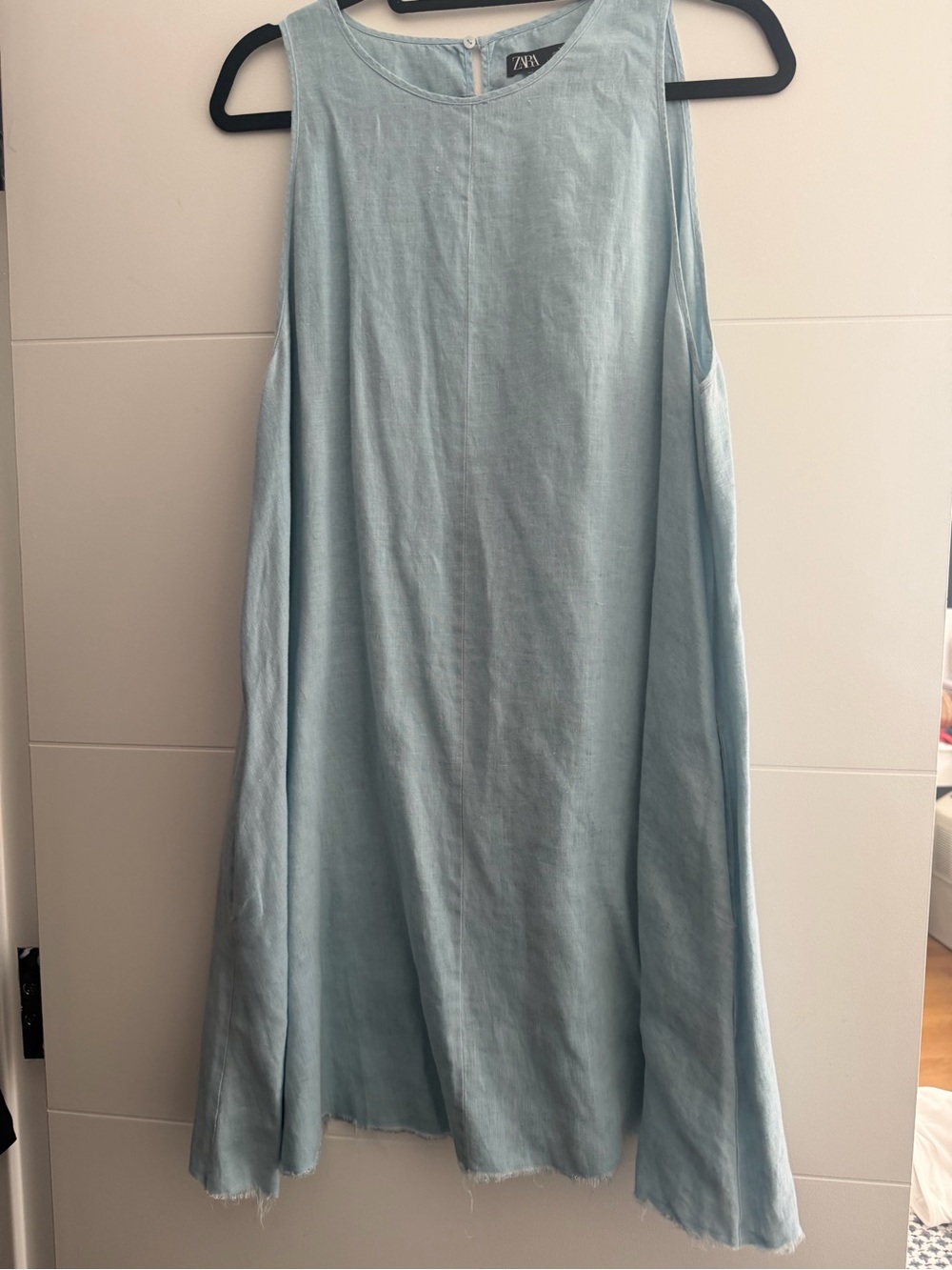 Zara Pale Blue Linen Mini Dress